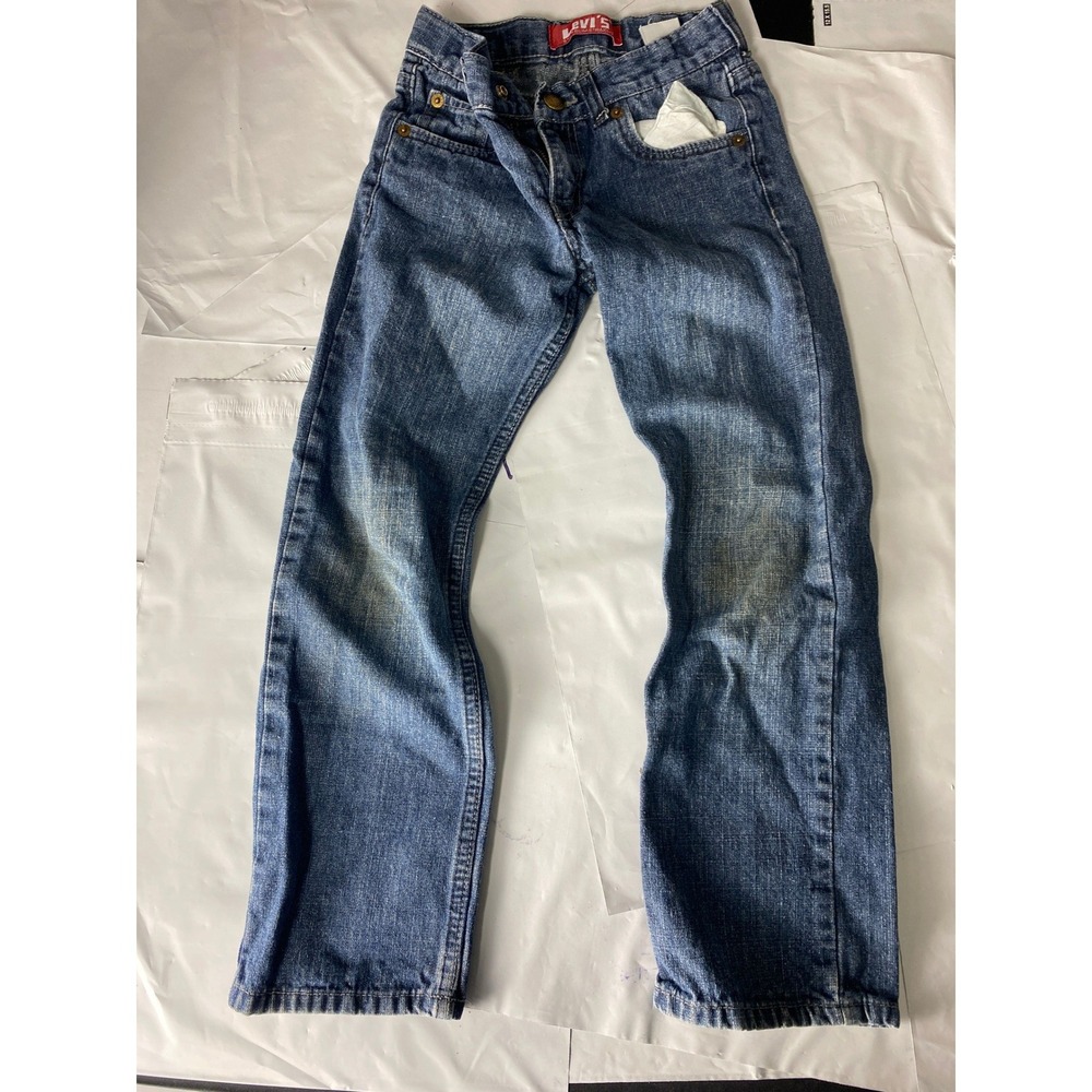 Levi's 512 Boys Slim Straight Jeans Blue Denim Size 7 Adjustable Waist